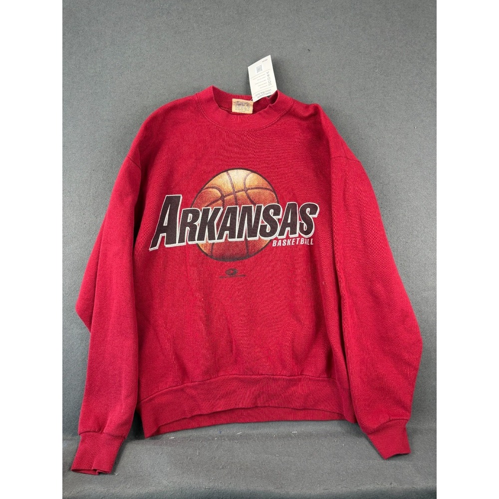 NWT Red Oak Mens Red Colosseum Crewneck Sweatshirt Arkansas Basketball Graphic M